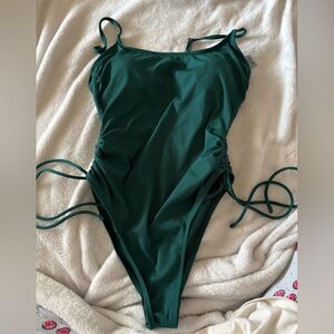 Shade & Shore Teal Ribbed One-Piece Swimsuit